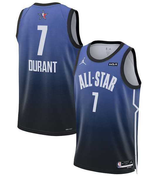 Men%27s 2023 All-Star #7 Kevin Durant Blue Game Swingman Stitched Basketball Jersey Dzhi->2023 all star->NBA Jersey